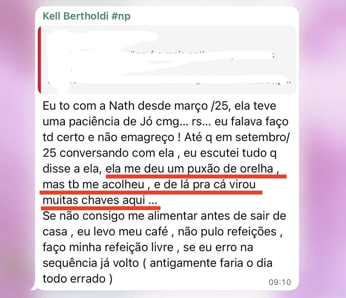 Depoimento de aluna